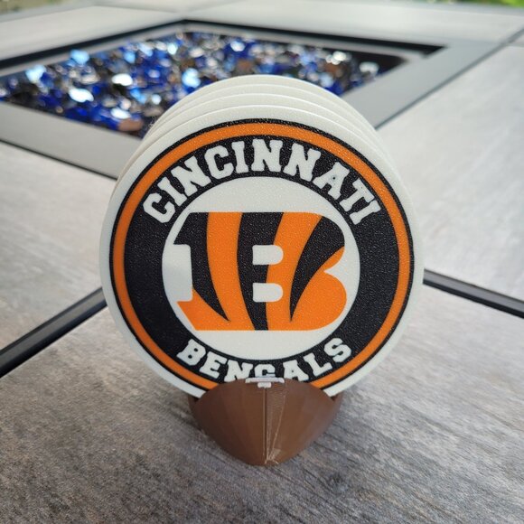 Cincinnati Bengals Coasters Set - 3D Printed - (Set of 4) - Picture 1 of 4